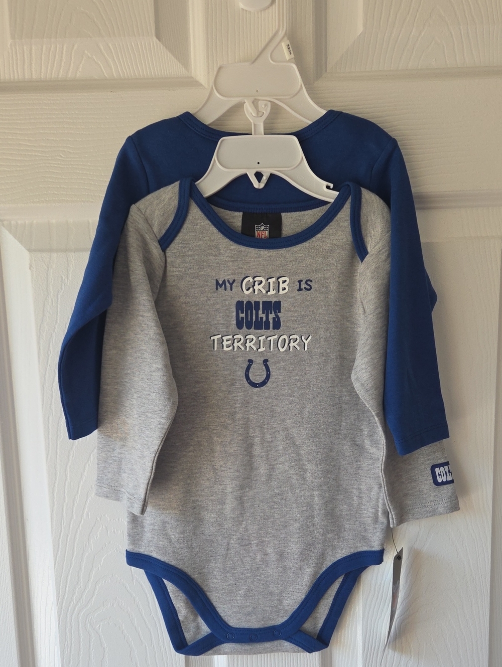 Indianapolis Colts Baby Bodysuits 6-12M, 18M 2pc Long Sleeve 100% Cotton NWT